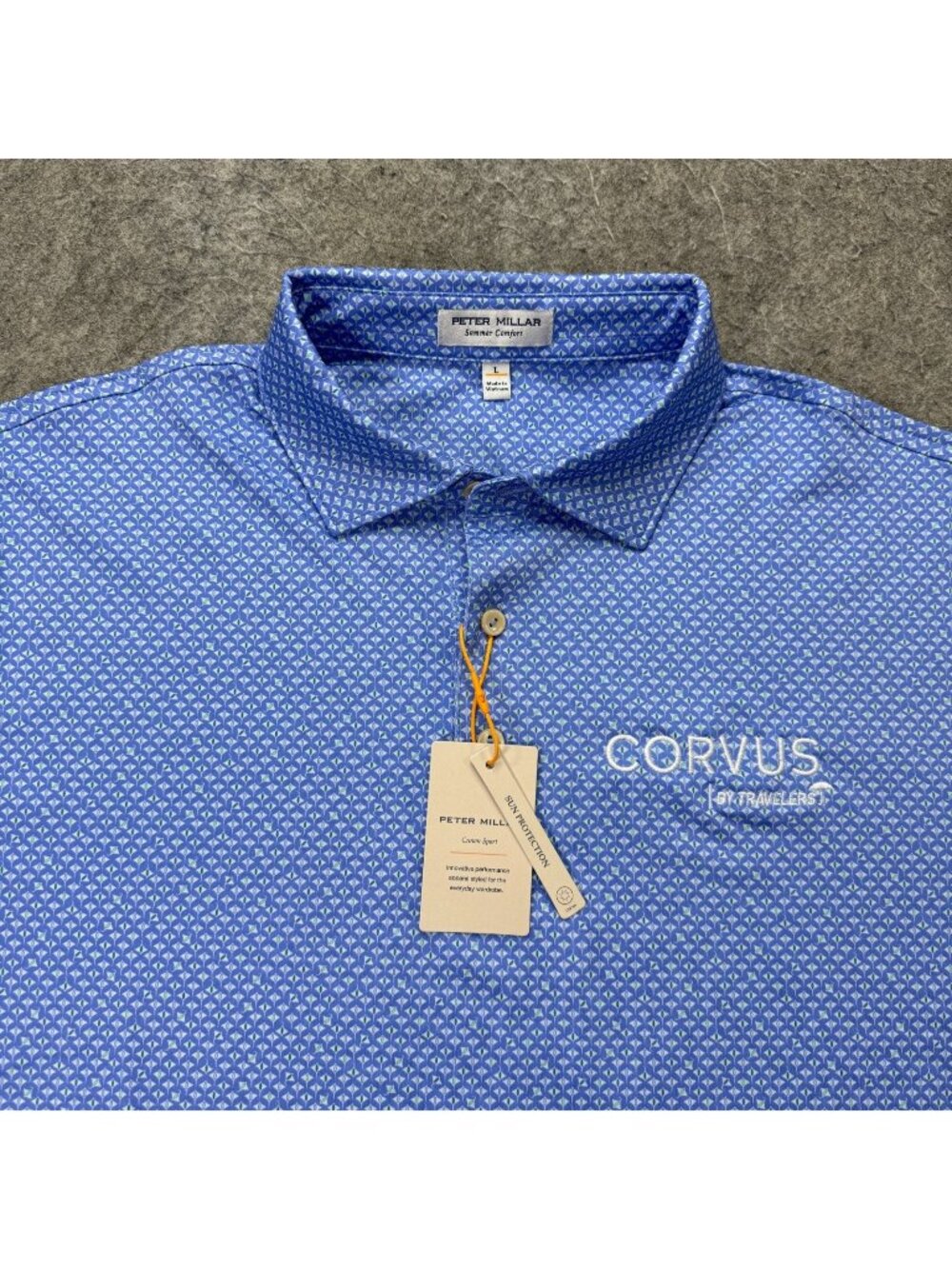 Peter Millar Payne’s Valley Oceana Rays Performance Polo Shirt Men L Blue